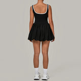 Tennis Dress for Women with Built in Shorts Womens Athletic Dresses Sleeveless Boat Neck Active Workout Skort Dress