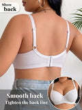 Plus Size Women's B C D Thin Cup Ribbed Push Up Bra Wide Straps Underwire Side gather Lingerie Comfort Ladies Brassiere