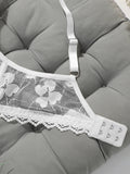 Women's Sexy Lace Bra with Steel Ring Gathered Push-Up Adjustable Straps Transparent Comfortable Underwear YS2944