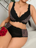 Plus Size Sexy Lace Lingerie Set, Seamless Push-up Bra with Side Support for Full Bust Support