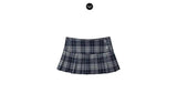 American Style Retro Low Waisted JK Plaid Pleated Skirt Women 2026 Summer New Spicy Girl Wrap Hip Slim A-line Ultra Skirt YOQG