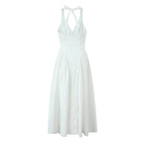 Foridol Summer Spring White Cotton Women's Dress Backless Halter Midi Party Dresses Elegant Vinatge A-line Vestidos 2025 New In