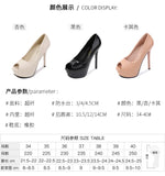 10/12/14cm Super High Heels Women Fashion Leather Shoes Spring Fall Peep Toe Platform Party Nude Black Office Dress Pumps Female