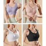 Large Size Women's Sports Fitness Bra Shock-Absorbing Gathered Front Zipper Design No Buckle Needed for Comfortable Fit