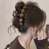 Retro Gradient Beaded Hair Claw 11Cm Women's Geometric Plastic Hairpin Shark Clip Fashion Everything Hair Clip Hair Accessories