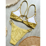 10 Colors V Neck Rhinestones Bikini Female Swimsuit Women Swimwear Padded Bather Bathing Suit Swim Two-pieces Bikini set K8138