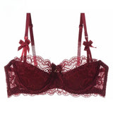 MOYISU Summer Lingerie Set Sheer French Lace Minimiser Bra Briefs Ultra Thin Sexy Women's Underwear Big Bust Sexy Tushy & Panty