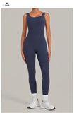 Summer Tight Yoga Jumpsuit Women Hollow Out Exposed Back Fitness Clothing Outwear Gym Running Workout Sports One Piece Suits