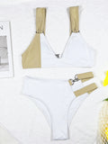 Sexy Splicing Asymmetric V Neck Bikini Women Swimwear Female Swimsuit Two-pieces Bikini set Bather Bathing Suit Swim Lady V3435