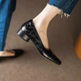 Fashionable and Comfortable Square-toe Shallow-mouth Single Shoes  New Block Heel Temperament Casual Women's Shoes