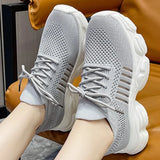 Casual Solid Thick Platform Sneakers for Women Spring 2025 Autumn Breathable Mesh Sports Shoes Woman Outdoor Lace Up Mujer