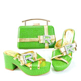 Doershow Charming Shoes And Bag Matching Set With GOLD Hot Selling Women Italian Shoes And Bag Set For Party Wedding!   HRT1-8