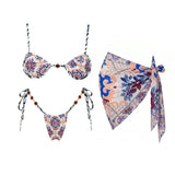 Floral 3Pcs Bikinis Sexy Women Swimsuits Female Push Up Swimwear Micro Bikini Set Bathingsuit Swim Suit Beachwear Print Biquini
