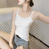 Summer Basic Undershirts Women's Slim-Fit Camisole Spaghetti Strap Sleeveless Tank Top Scoop Neck Cami Shirts
