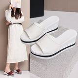Women Slippers Retro Wedge Sandals Fish Mouth High Heels Shoes Women Thick Bottom Large Size