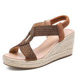 Leisure Big Size 42 Summer Platform Espadrilles Sandals Women High Heels Gladiator Wedges Sandals Vacation Shoes