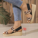 2026 Light Weight Summer Leopard Sandals For Women Daily Walking Shoes Soft EVA Elastic Band Girls Student Platform Sandalias
