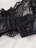 Lady Floral Embroidery Lingerie Set Women Sheer Bra and Brief Underwear Set Satin Sexy Intimates Underwear