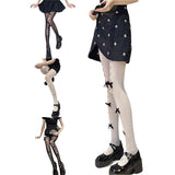Women Girl Tights Bow-tie Hollow Out Fishnet Stockings Sexy Club Kawaii Gothic Lolita Summer Leggings Hosiery