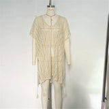 Sexy Short Sleeve Hollow Out Crochet Knitted Tunic Beach Cover Up Cover-ups Beach Dress Beach Wear Beachwear Female Women K6686
