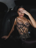 Toucheart Erotic Lingerie Embroidered Floral See-through Sexy Body-shaping Women Intimate Hot Split Underwear Set with Stockings