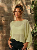 Womens Shawl Tops Lightweight Stylish Solid Color Irregular Hem Boat Neck Loose Fit Sheer Poncho Blouse Summer Knit Cover-ups