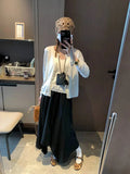 Spliced Lace Elastic High-waisted Slimming Skirt White Lace Trim Skirt Elastic Waist Casual Summer Style Skirt For Women 6S7Q