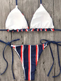 New Sexy Halter Striped Bikini 2025 Women Swimsuit Female Swimwear Two Pieces Bikini Set Brazilian Bather Bathing Suit Swim Lady
