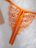 Orange Lace Contrast Set For Women Bra Thongs Sets Summer Female Underwear Matching Suit