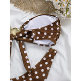 3PCS With Sarong Polka Dots Bandeau Bikini Women Swimwear Female Swimsuit Three-Pieces Bikini Set Bather Bathing Suit Swim V8189