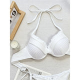 New Halter Frilled Underwired Bra Cup Bikini Women Swimwear Female Swimsuit Two-pieces Bikini set Bather Bathing Suit Swim K5837