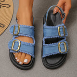 2026 Summer Denim Platform Sandals Women Fashion Buckle Thick Bottom Rome Sandles Woman Plus Size Non Slip Soft Sole Sandalias