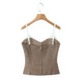 French Fashion Elegant Top Slim Fit Ribbed Waistband Tube Top Crop Top Camisole Vest Bustier Top For Woman Pure Desire EWKE