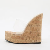 Sexy Summer Outdoor Slipper Slides Sandals Women Retro Super High Heels Sandals Grain Platform Sandals Wedges Shoes Mules