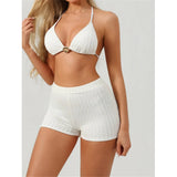 S - XL New With Cover Up Female Swimsuit High Waist Bikini Women Swimwear Bather Bathing Suit Swim Three-pieces Bikini set K8084