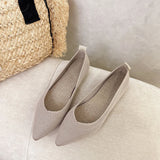 2025 Women Pointed Toe Flats Breathable Fabric Spring Summer Flat Shoes Soft Sole Slip-on Girls Daily Walking Driving Loafers