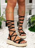 2024 Big Size 43 Women's Comfy Walking Wedge Espadrilles Sandals Summer Leisure Round Toe Platform Ankle Strap Shoes