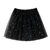 Womens Summer New Tulle Tutu Skirt Elastic Waist Silver Star Print Layered Mesh Mini Skirt Fluffy Carnival Party Dance Skirts