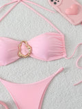 Halter Bikinis 2026 Women String Thong Swimwear Female Sexy Swimsuit Solid Bathers Bathing Swimming Swim Suit Beachwear