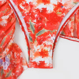 4 Pieces String Bikinis 2026 Women Sexy Swimwear Female Floral Swimsuit Bathers Bathing Swimming Swim Suit Beachwear Summer