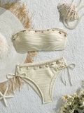 XS - XL Bandeau Wrinkled High Cut Bikini Women Swimwear Female Swimsuit Two-pieces Bikini Set Shell Bather Bathing Suit Swim