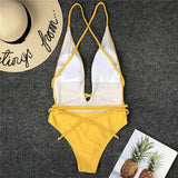 Sexy Deep V Neck Wrap Around Female Swimwear One Piece Swimsuit Women Backless Monokini High Leg Cut Bathing Suit Swim Beachwear