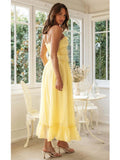 Foridol Spaghetti Strap White Sundress Flounced Edge Women's Dress Summer Beach Style Maxi Dress Bowknot Boho Vestidos 2025