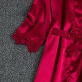 5 Pcs/Set Silky Satin Women Pajamas Set Nightgown Nightdress Top Shorts Pants Set Lace Patchwork Loose Thin Women Sleepwear