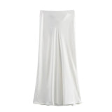 Foridol Autumn Winter Burgundy Satin Skirt Women Party Silk Skirt High Waist Straight Long Faldas Mujer Christmas Skirt