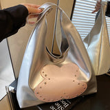 Textured PU Leather Shoulder Tote Bags Women 2025 Trend Large Capacity Underarm Bag Rivet Design Versatile Fashion Handbags