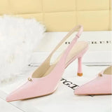 BIGTREE Shoes Sweet Metal Decoration Women Pumps Pointed High Heels silks satins heeled Sandals Women Summer Shoes Stiletto 8 cm