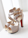 Women's Sandals Summer New Style Fashion Fish Mouth Open Toe Buckle Thick Heel High Heel Women's Shoes Plus Size 33-43 High 11cm