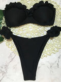 Ruffled Bra Cup Bikinis 2025 Bandeau Bikinis Women Swimsuit Female Swimwear Two Pieces Bikini Set High Cut Bathing Suit Swim