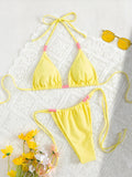 2026 Halter Triangle Bikinis Printed Swimsuit Women Sexy String Swimwear Female Bathers Swimming Bathing Swimming Swim Suit